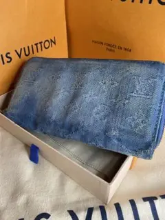 LOUIS VUITTON ルイヴィトン 長財布 ラウンドファスナー デニム