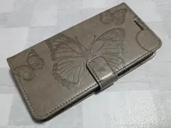 手帳型 グーグル Pixel8a 用 スマホケース 蝶柄 バタフライ グレー