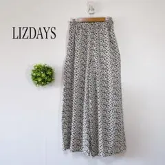 【美品】LIZDAYS 【Ｍ】ロングワイドパンツ　花柄　薄手　ウエストゴム
