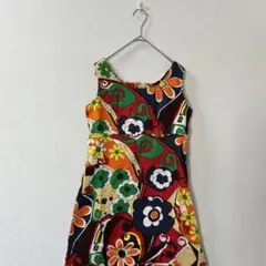レディース　カラフル花柄ノースリーブワンピース