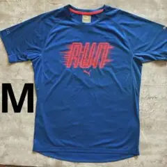 PUMA RUN Tシャツ M ブルー　DRY グラフィックプリント　メンズ