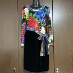【美品】LEONARD シルク×ベルベット ワンピース S