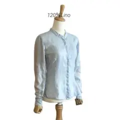 【120％Lino】 リネン バンドカラーシャツ