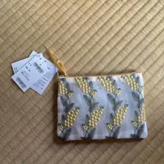 近沢レース　ミモザ　刺繍小物　フラットポーチ　1点