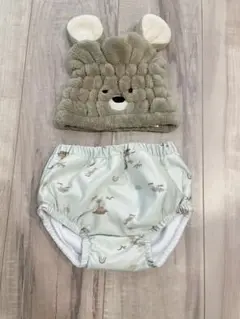 バースデー　ベビー　水遊びパンツ　水着　タオルキャップ　アニマルキャップ