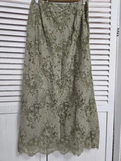 美品　DOUX ARCHIVES レースタイトスカート　グリーン