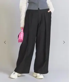 【美品】 ビューティー&ユース ツイルタック ワイドパンツ / black