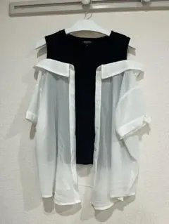 オフショルダー シースルー シャツ S