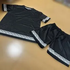 ブラック ギリシャ風模様 Tシャツ ショーツ セット