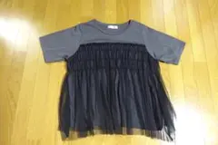 チュールレース重ねTシャツ グレー色 大きいサイズ 新品