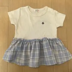 ポロベビー　Tシャツ　90㎝ フリル　ブルーチェック