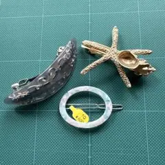 波模様と星型のヘアクリップセット