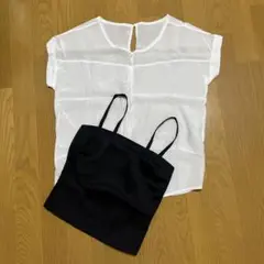 お値下げ！GU 白 ノースリーブ トップス 黒キャミおまけ
