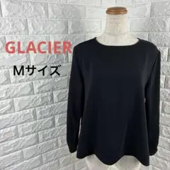 GLACIER グラシア黒 ブラック長袖シャツ ブラウス　M バックボタン付き