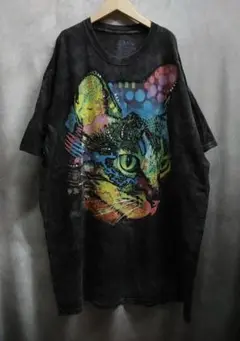 3XL　THE MOUNTAIN　猫　Tシャツ　ネコ　オーバーサイズ　タイダイ