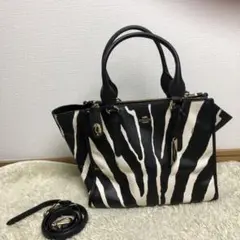 コーチ レザー 2way ハンドバッグ ショルダー シマシマ