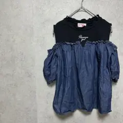 リッカリッカ◇しまむら オープンショルダーデニムトップス 女の子 150cm 夏