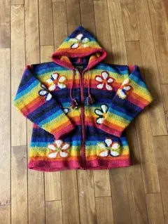 ハンドメイド　ニットパーカー