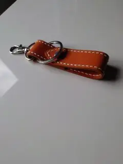 オレンジレザーキーリング