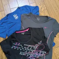 NIKE青・NIKE灰・ASICS黒 Tシャツ M　３枚まとめ売り