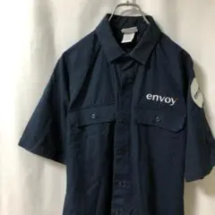 N-4806 WEARGUARD アメリカ古着 ワークシャツ 半袖 刺繍 L