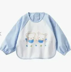 【美品】ファミリア　お食事エプロン　水色