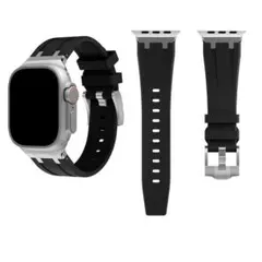 アップルウォッチ Apple Watch バンド ラバーバンド 黒色 銀色