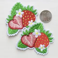 【2枚セット】ワッペン いちご 刺繍 アイロン アップリケ strawberry