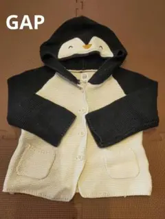 GAP　ペンギンフード付きカーディガン　春秋冬　保育園　90㌢　着替え　動物