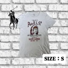 ポロラルフローレン インディアン 染み込みプリント Tシャツ S 白　1967