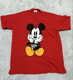 90s ディズニー　ミッキー　Tシャツ　青パン　お座り　両面デザイン