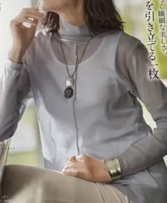 シャルレ コットンシアーハイネック L