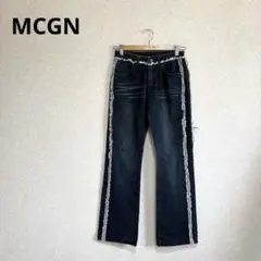 MCGN イトキン デニムフレアパンツ ジーンズ サイドフリンジ S