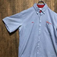 企業　ワークシャツ　刺繍　リバーサイド　半袖　青　サイズ2XL　SMA411