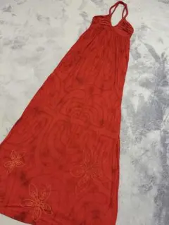 Hinano Tahiti ヒナノタヒチ　ロングワンピース　タヒチアン　赤　黒