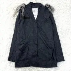 美品 Sサイズ サカイ カーディガン ビジュー付き アンゴラ混 グレー 希少