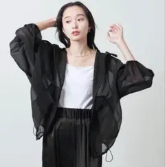 美品＜MARW UNITED ARROWS＞オーガンジー シアーパーカー黒
