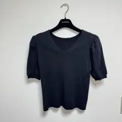 CELFORD セルフォード　パフスリーブ半袖ニットカットソー　ブラック　36