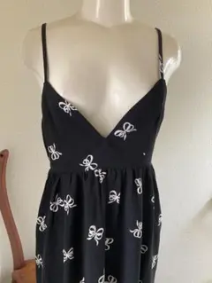 リボン柄キャミワンピース 黒