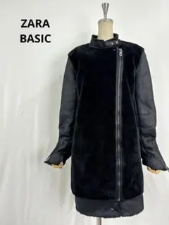 ZARA BASIC ザラベーシック フェイクムートン コート ブラック 黒