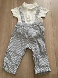 H&M ストライプロンパース+シャツロンパースのセット　6-9ヶ月(74)