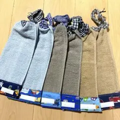 858.おりこうエプロン　おりこうタオル　タオルエプロン　6枚組　乗り物　無撚糸