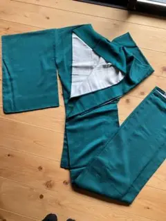 美品 色無地 緑色 正絹着物