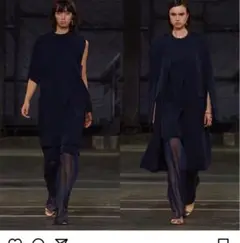 hyke 2021 SS シースルーワイドパンツ 黒 サイズ1
