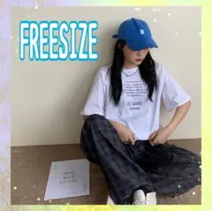 ロゴティシャツ半袖☆韓国 ホワイト☆ビッグシルエット☆新品☆FREESIZE