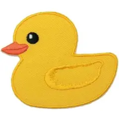 アイロンワッペン アヒル ダック 鳥 かわいい イエロー デザイン