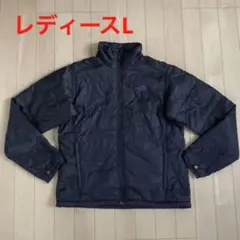 良品ノースフェイスレディースダーク系花柄模様中綿インナーダウンジャケットL