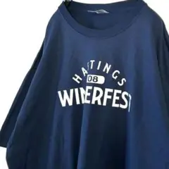 ハンティングズ ウィンターフェスト Tシャツ XL ネイビー 紺色 古着