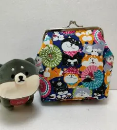 『ばんがさだワン!!』の芝犬のがま口ポーチ＆タバコケース《紺色》
