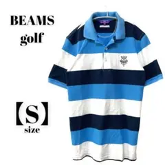 ビームスゴルフ BEAMS GOLF M ポロシャツ ボーダー 青×白×黒 S
